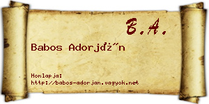 Babos Adorján névjegykártya